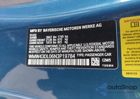 2022 Mini Convertible Cooper S from USA, damaged, VIN WMW43DL06N3P19784